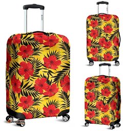 Red Hibiscus Pattern Luggage Cover