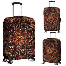 ABoriginal Luggage Covers Aboriginal Dot Painting Flowers Style Ver02