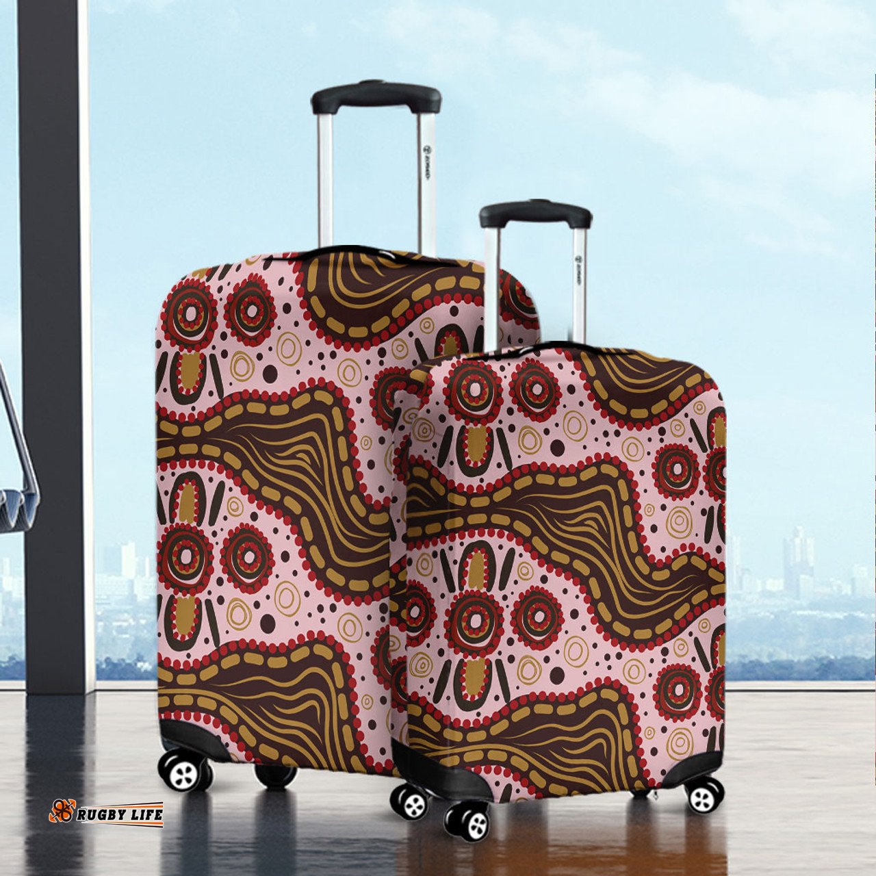 Australia Aboriginal Aboriginal Inspired With Pink Background Luggage Cover