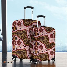 Australia Aboriginal Aboriginal Inspired With Pink Background Luggage Cover