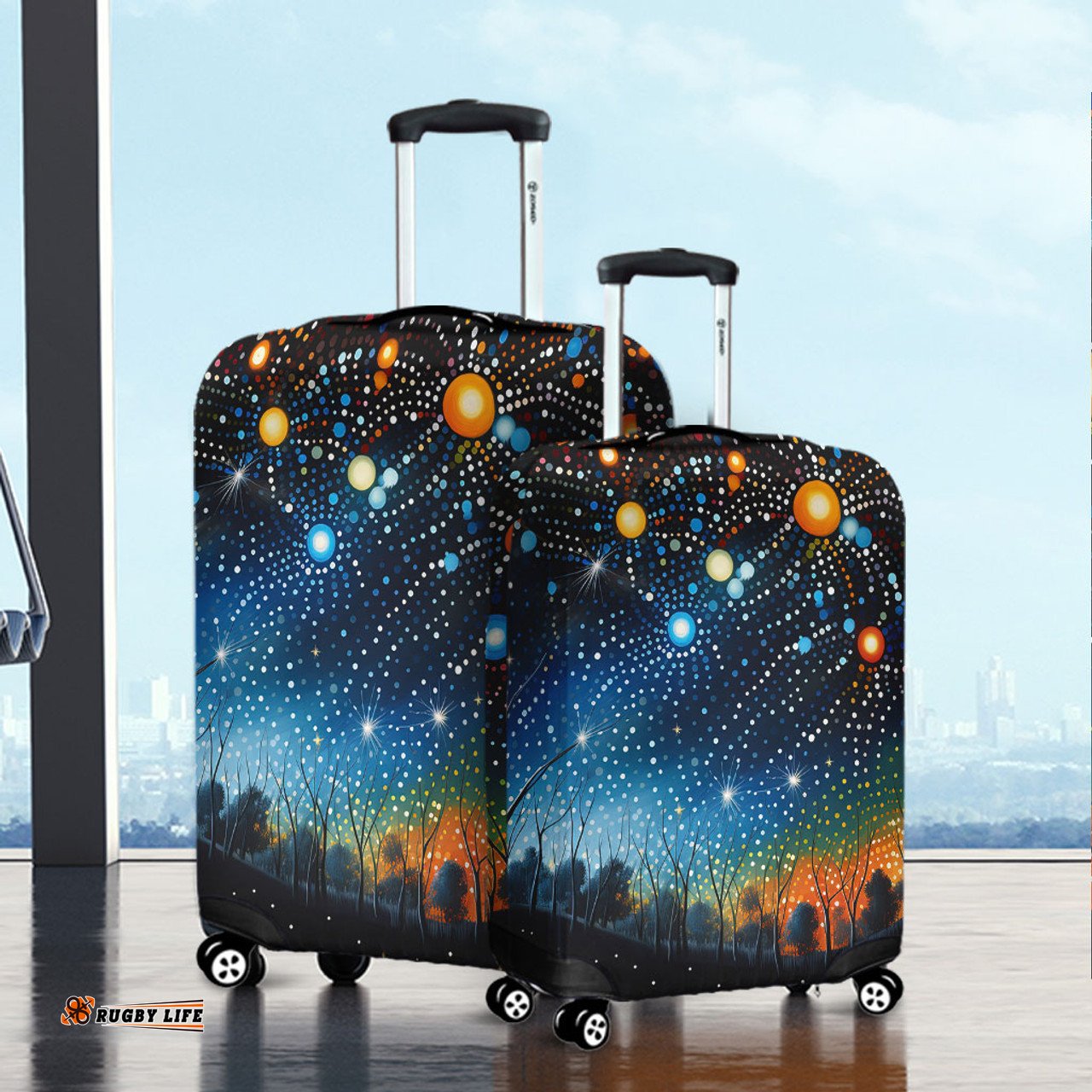 Australia Aboriginal Aboriginal Dot Painting Dreamtime Story Of A Night Sky Luggage Cover