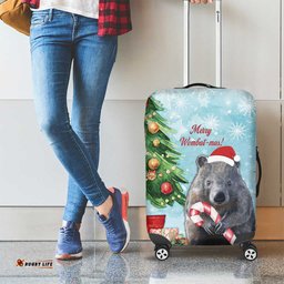 Australia Christmas Luggage Cover Merry Wombat mas Watercolor Style