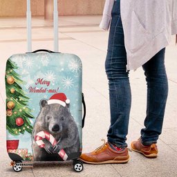 Australia Christmas Luggage Cover Merry Wombat mas Watercolor Style