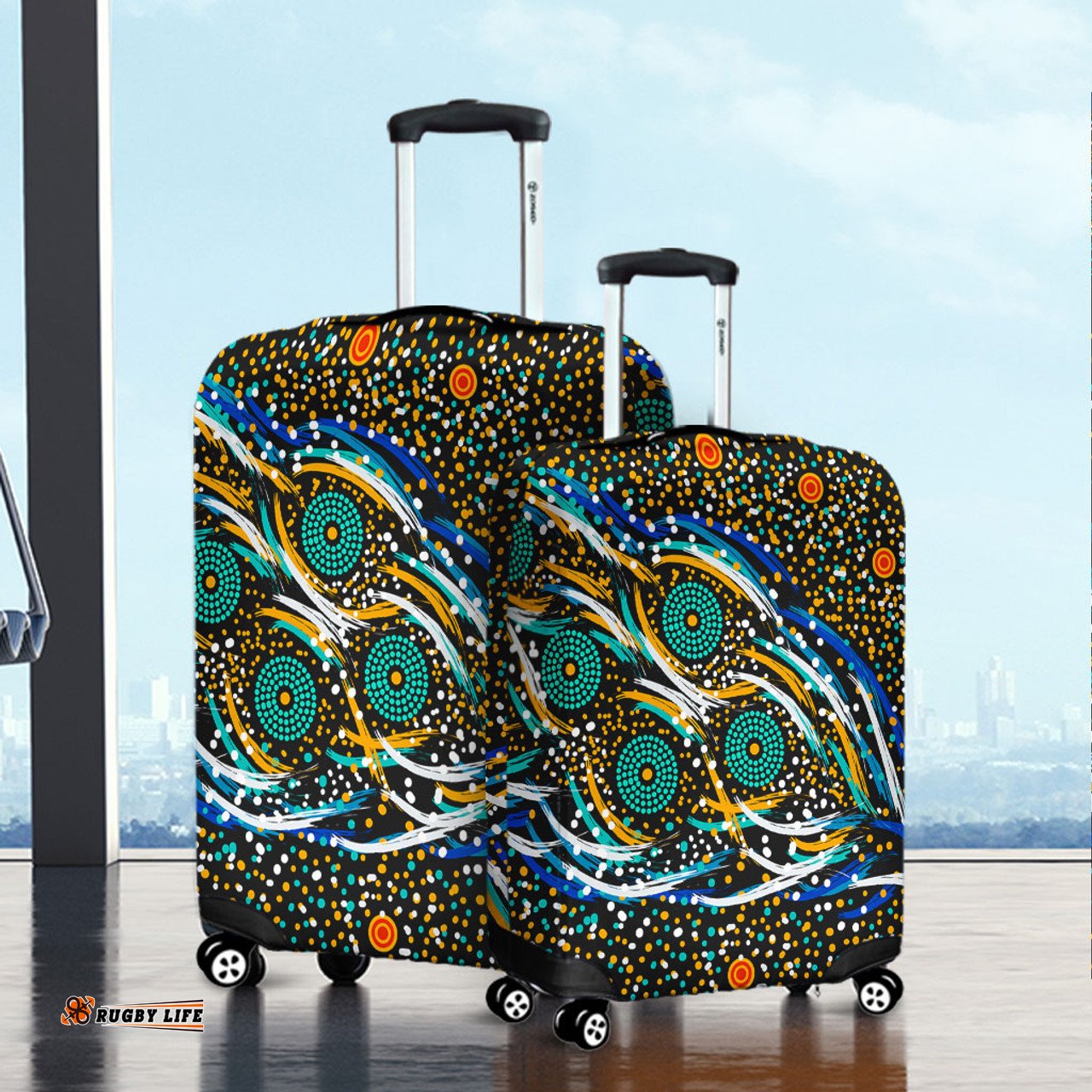 Australia Aboriginal Color Dot Dreamtime Luggage Cover