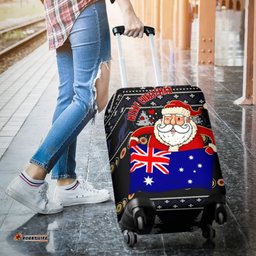 Christmas Luggage Covers Australia Santa Claus Hold The Flag Black