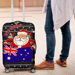 Christmas Luggage Covers Australia Santa Claus Hold The Flag Black