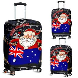 Christmas Luggage Covers Australia Santa Claus Hold The Flag Black
