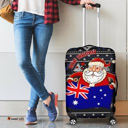 Christmas Luggage Covers Australia Santa Claus Hold The Flag Black