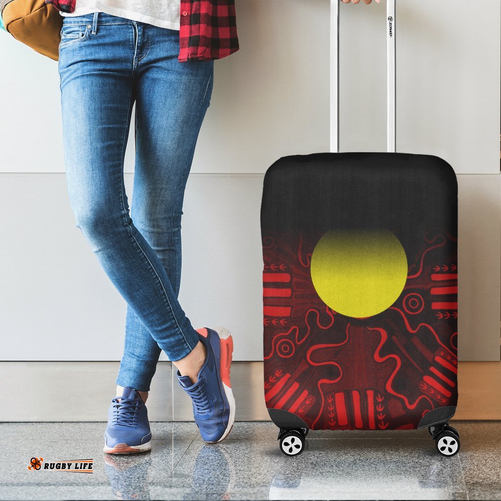 Aboriginal Luggage Covers Indigenous Flag Grunge Style