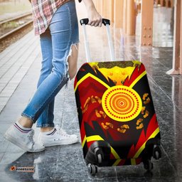 Aboriginal Luggage Covers Indigenous Flag With Footprint Hand Art