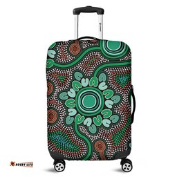 Australia Aboriginal Aboriginal Green Dot Art Inspired Luggage Cover