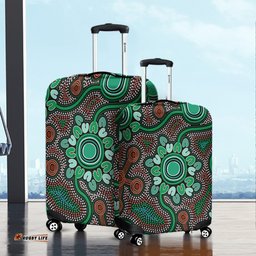 Australia Aboriginal Aboriginal Green Dot Art Inspired Luggage Cover