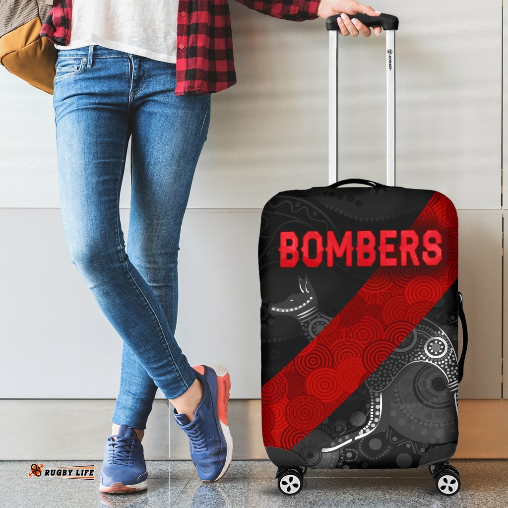 Essendon Luggage Cover Indigenous Bombers Black