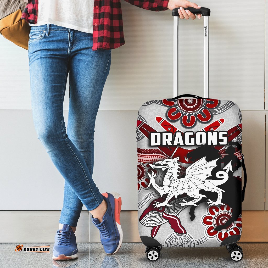 Dragons Luggage Covers St. George Indigenous White
