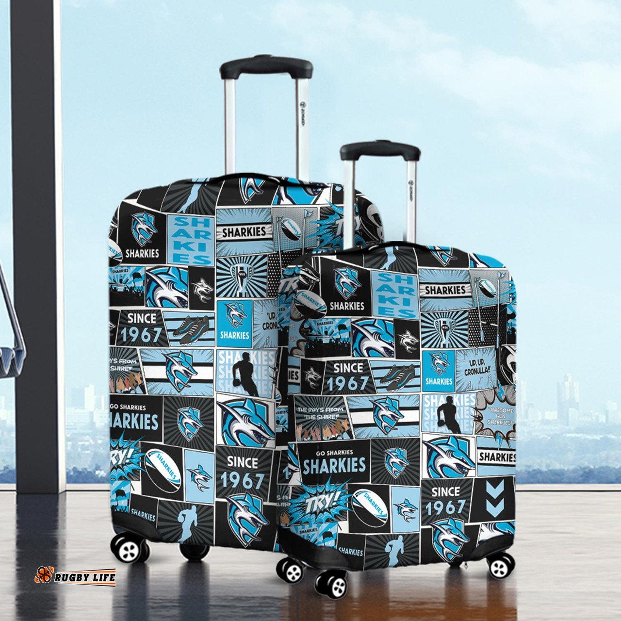 Cronulla Sutherland Sharks Team Of Us Die Hard Fan Supporters Comic Style Luggage Cover