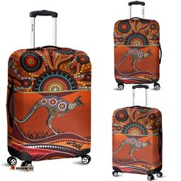 Aboriginal Luggage Covers Kangaroo With Dot Painting