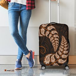 Brown New Zealand Paisley Silver Fern Luggage Cover Aotearoa Maori