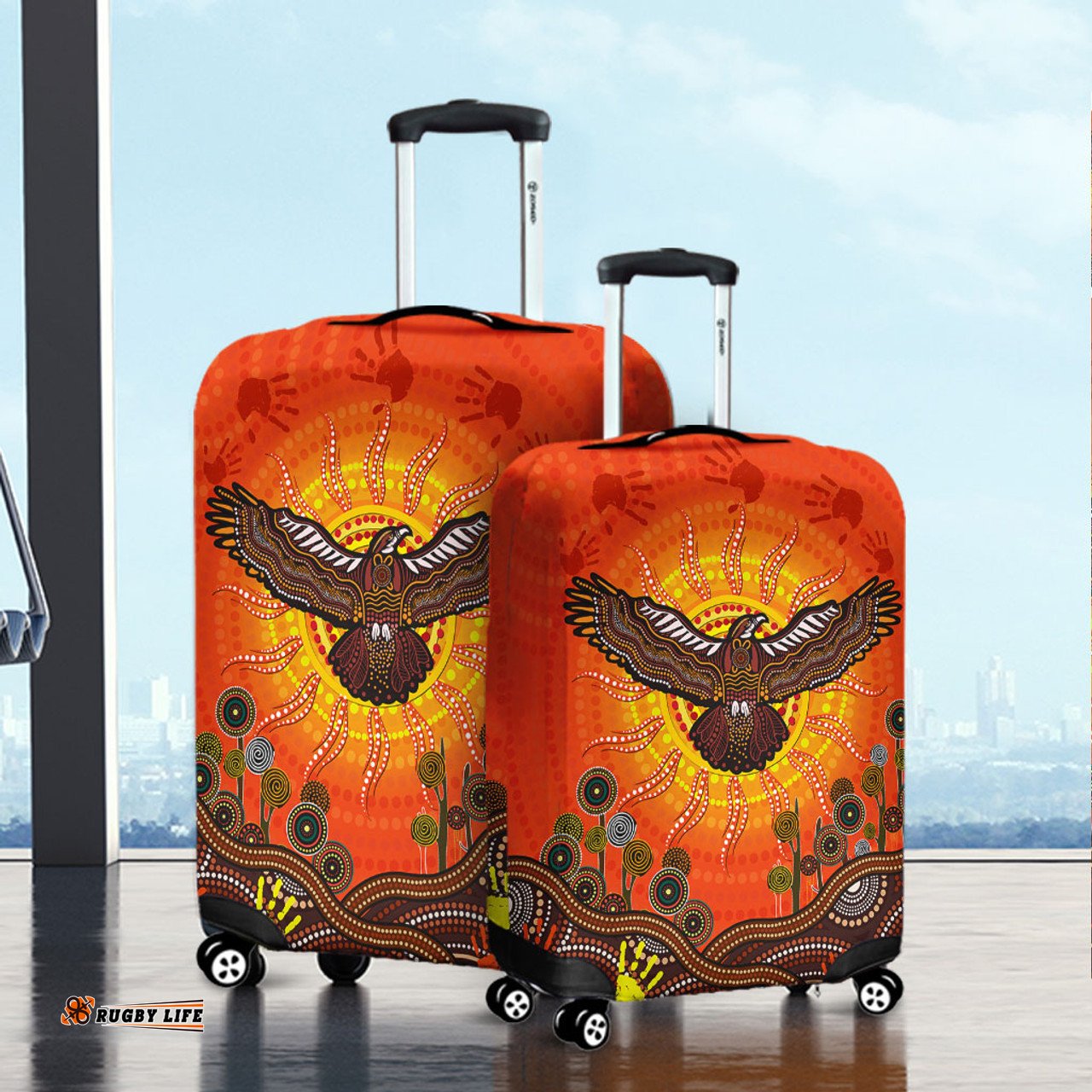 Australia Indigenous Flying Eagle With Aboriginal Dot Art Luggage Cover