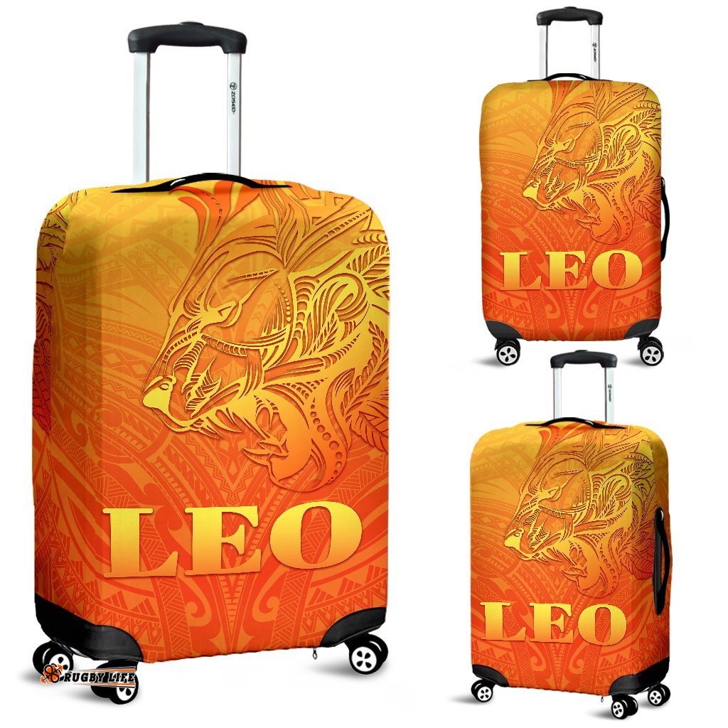 Sun In Leo Zodiac Luggage Covers Polynesian Tattoo Simple Orange