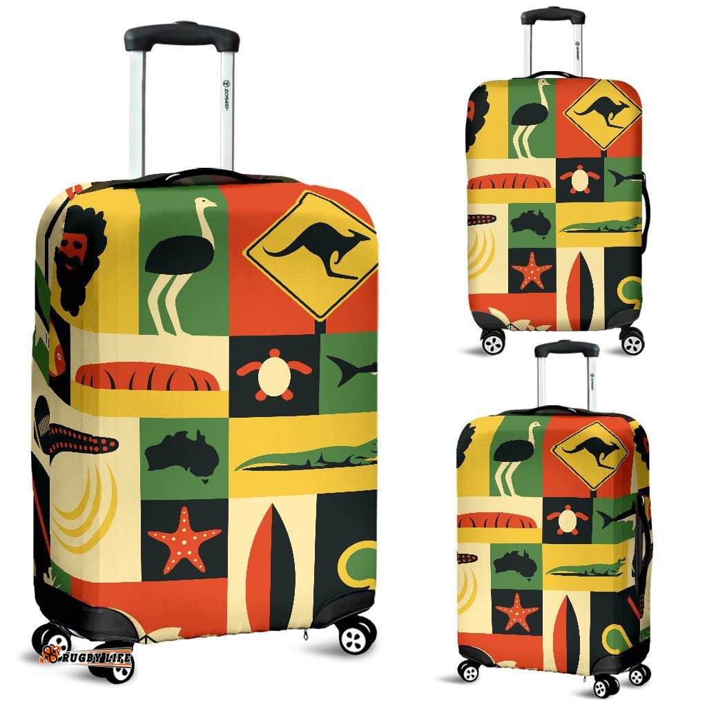 Luggage Cover - Australia Symbols Suitcase