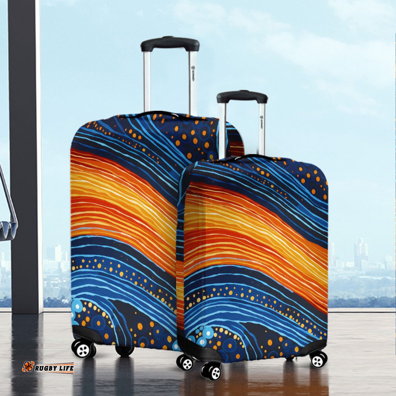 Australia Dreaming Aboriginal Aboriginal Culture Rive In Dot Painting Inspired Luggage Cover