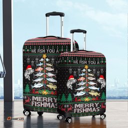 Australia Christmas Fishing Merrry Fishmas Fishing Rod Christmas Tree Luggage Cover