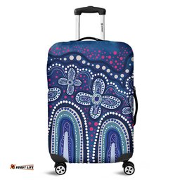 Australia Aboriginal Dot painting illustration in Aboriginal style Blue Luggage Cover