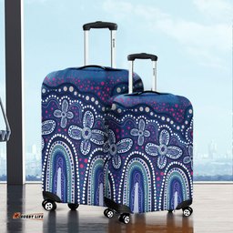 Australia Aboriginal Dot painting illustration in Aboriginal style Blue Luggage Cover