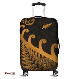 New Zealand Rugby Maori Luggage Cover Silver Fern Koru Vibes Gold