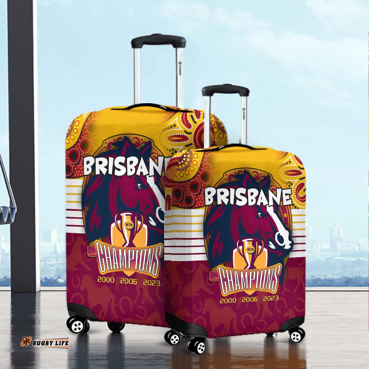 Brisbane Broncos Talent Win Games But Teamwork And Intelligence Win Championships With Aboriginal Style Luggage Cover