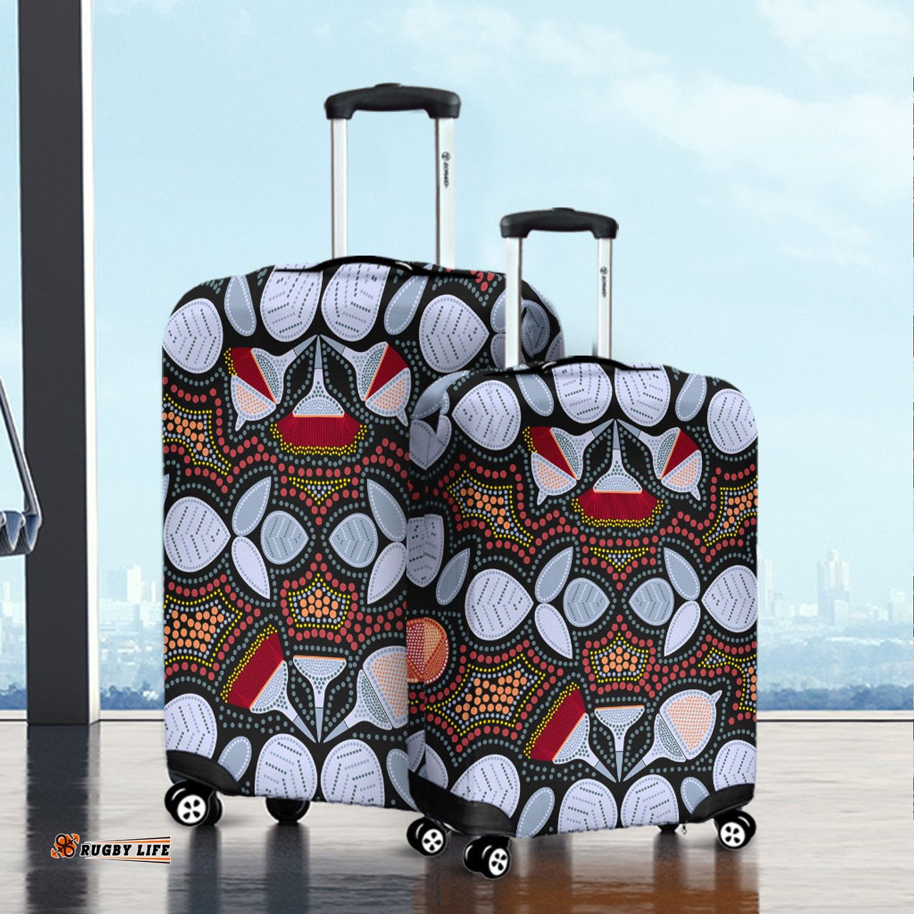 Australia Aboriginal Eucalyptus seamless pattern In Aboriginal Dot Art Luggage Cover