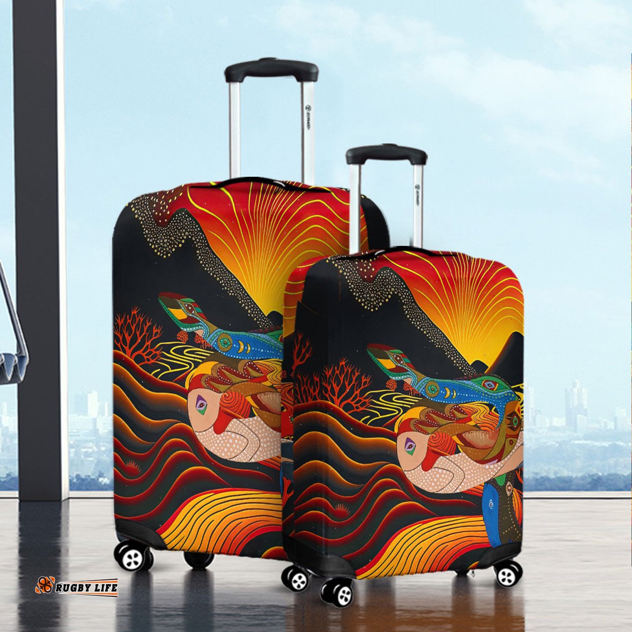 Australia Aboriginal Rainbow Serpent In Aboriginal Dreaming Art Inspired Luggage Cover