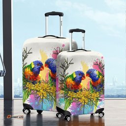 Australia Rainbow Lorikeets Rainbow Lorikeets With Grevillea Flowers Luggage Cover