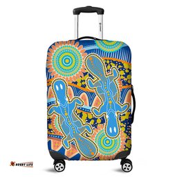 Australia Animals Platypus Aboriginal Blue Platypus With Aboriginal Art Dot Painting Patterns Inspired Luggage Cover