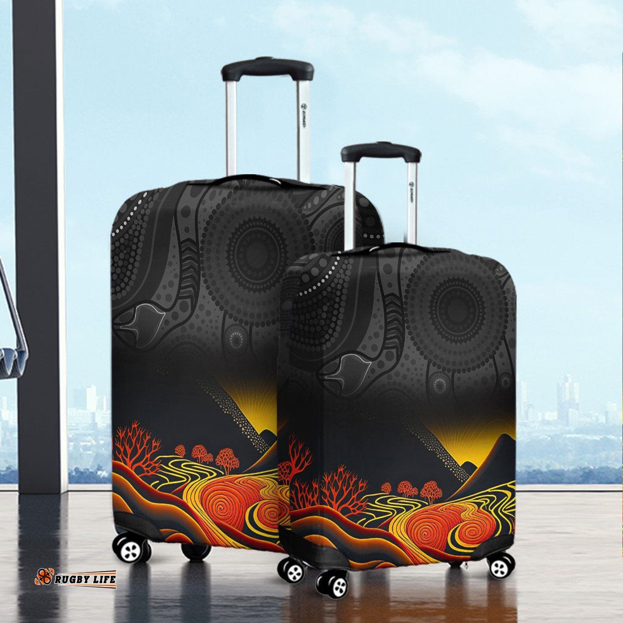 Australia Aboriginal Rainbow Serpent Dreamtime Land Art Inspired Luggage Cover