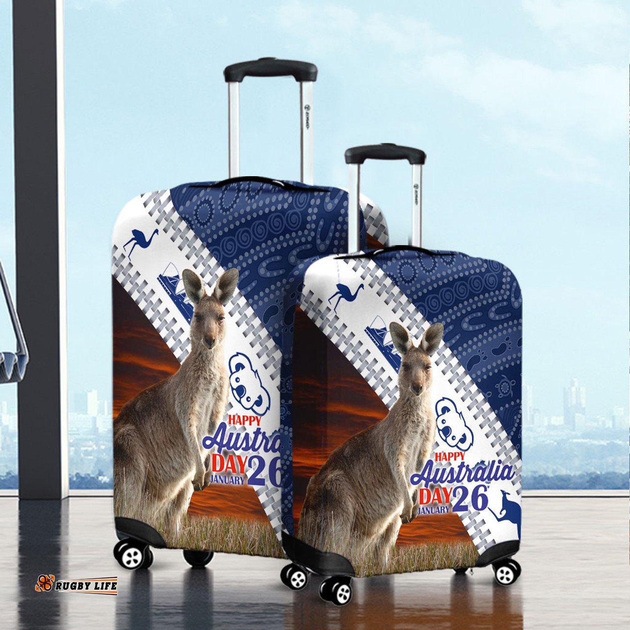 Australia Australia Day Kangaroo Happy Australia Day Aboriginal Pattern Luggage Cover