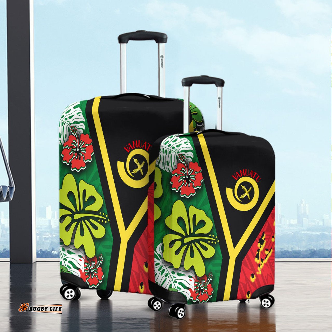 Australia South Sea Islanders Vanuatu Flag With Habiscus Flowers Luggage Cover
