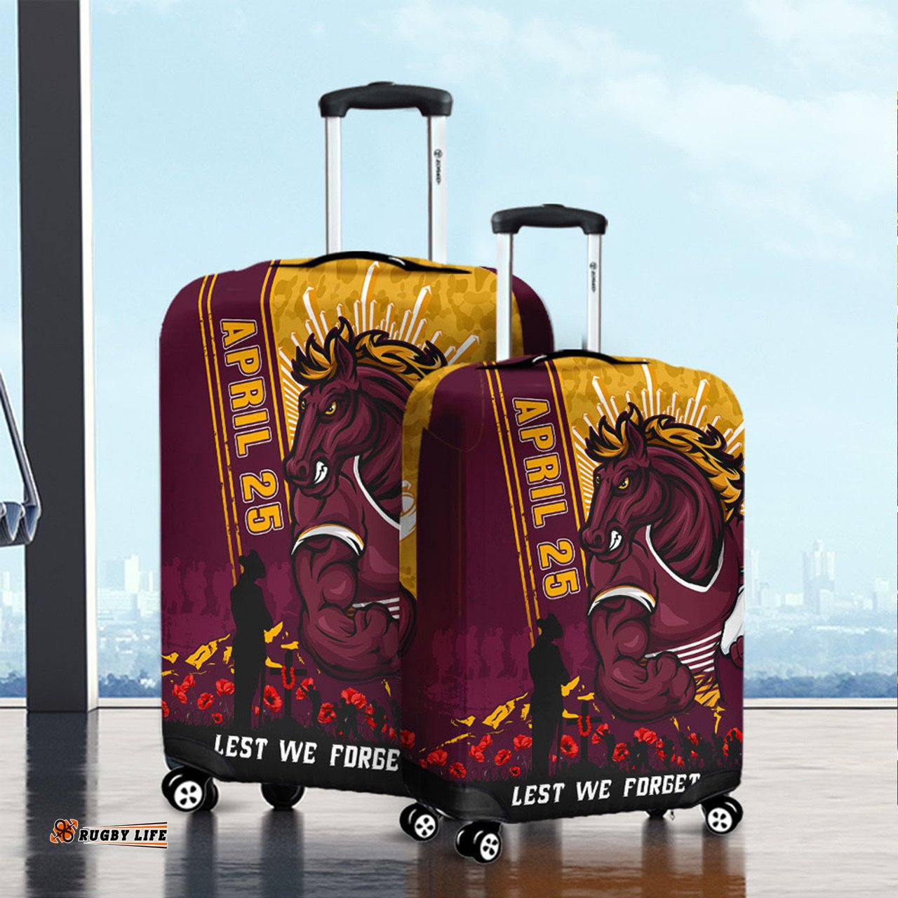 Brisbane Broncos Anzac Day Lest We Forget Strong Fighting Spirit Luggage Cover