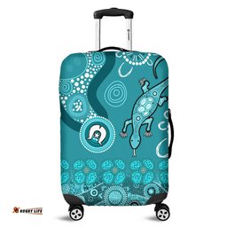 Australia Goanna Aboriginal Indigenous Dot Goanna (Teal Blue) Luggage Cover