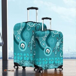 Australia Goanna Aboriginal Indigenous Dot Goanna (Teal Blue) Luggage Cover