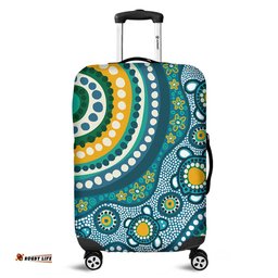 Australia Aboriginal Turquoise Aboriginal Dot Art With Turtle Luggage Cover