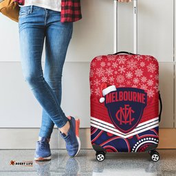 Custom Melbourne Football Christmas Luggage Cover Merry Xmas Mix Aboriginal Art