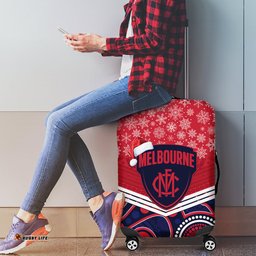 Custom Melbourne Football Christmas Luggage Cover Merry Xmas Mix Aboriginal Art