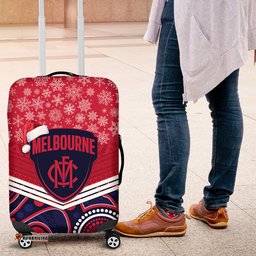 Custom Melbourne Football Christmas Luggage Cover Merry Xmas Mix Aboriginal Art