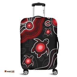 Australia Aboriginal Turtle Dreaming Journey Featuring Dot Art Red Luggage Cover