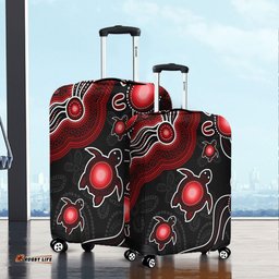 Australia Aboriginal Turtle Dreaming Journey Featuring Dot Art Red Luggage Cover