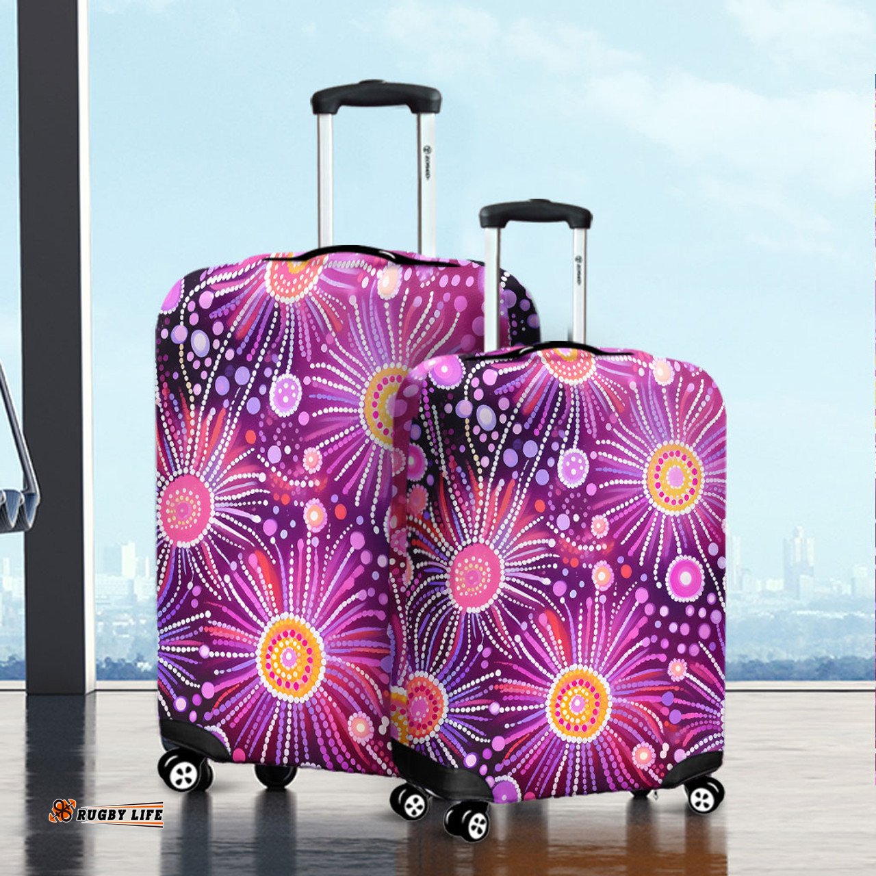 Australia Aboriginal Beautiful Aboriginal Pastel Pink Style Luggage Cover