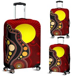 Aboriginal Luggage Cover, Australia Aboriginal Lives Matter Flag Circle Dot Painting Art