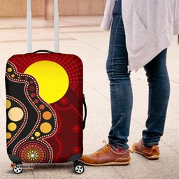 Aboriginal Luggage Cover, Australia Aboriginal Lives Matter Flag Circle Dot Painting Art