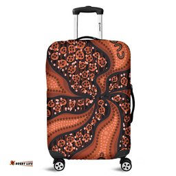 Australia Aboriginal Brown Background With An Aboriginal Art Style Luggage Cover
